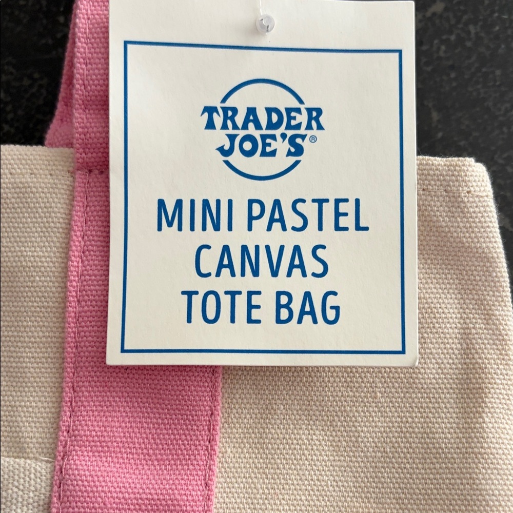 Trader Joe’s Pink Mini Pastel Canvas Tote Bag - Picture 2 of 4